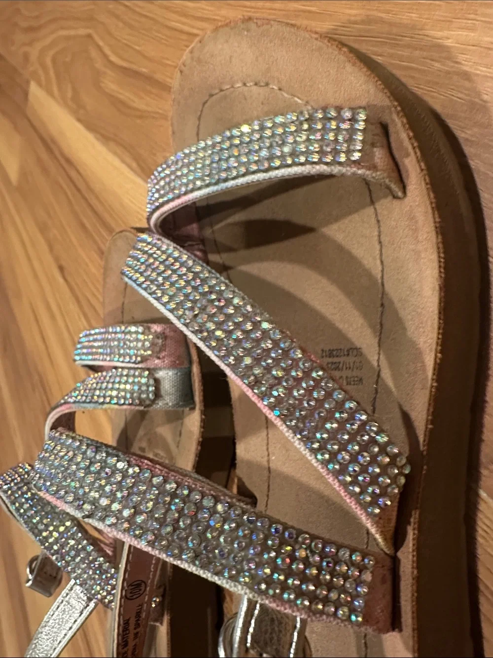 Soda Girls' Rhinestone Strappy Sandals in Silver